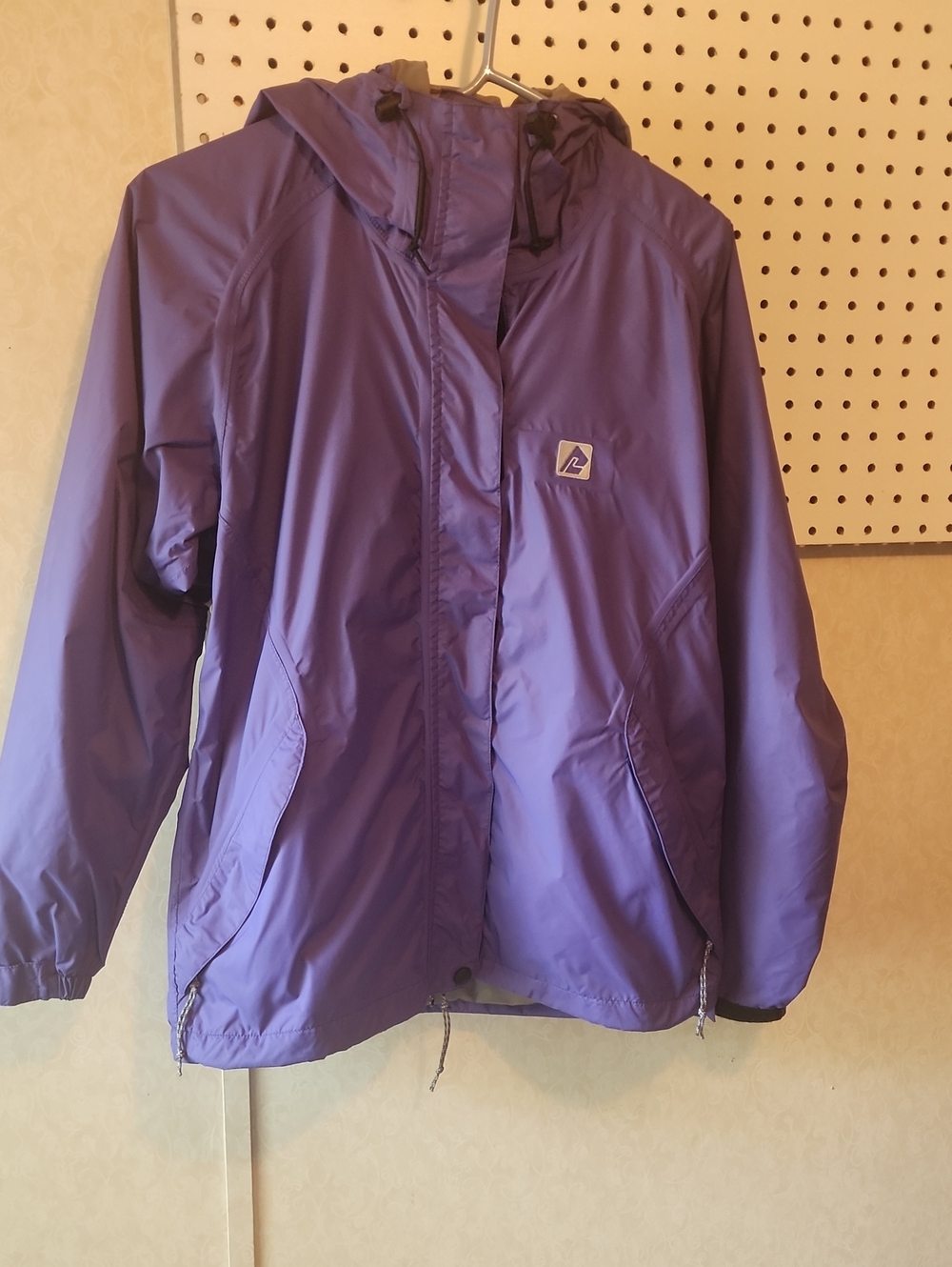 Mens Size Small Periwinkle Blue Packable Hooded Rain Jacket